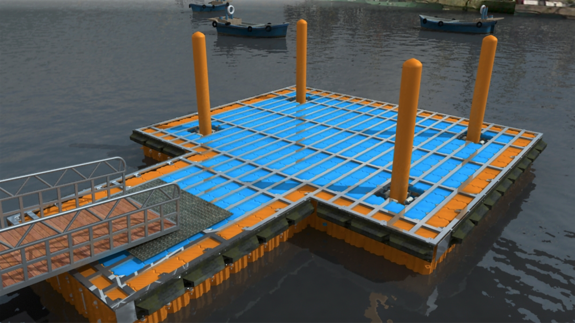 Muelle modular con estructura superior de Aluminio marino Muelle modular con estructura superior de Aluminio marino